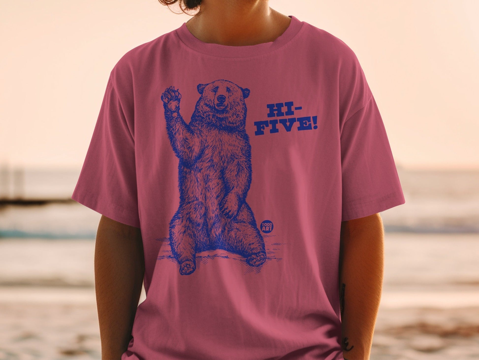 Hi-Five Bear Graphic Tee with Todd Art Logo