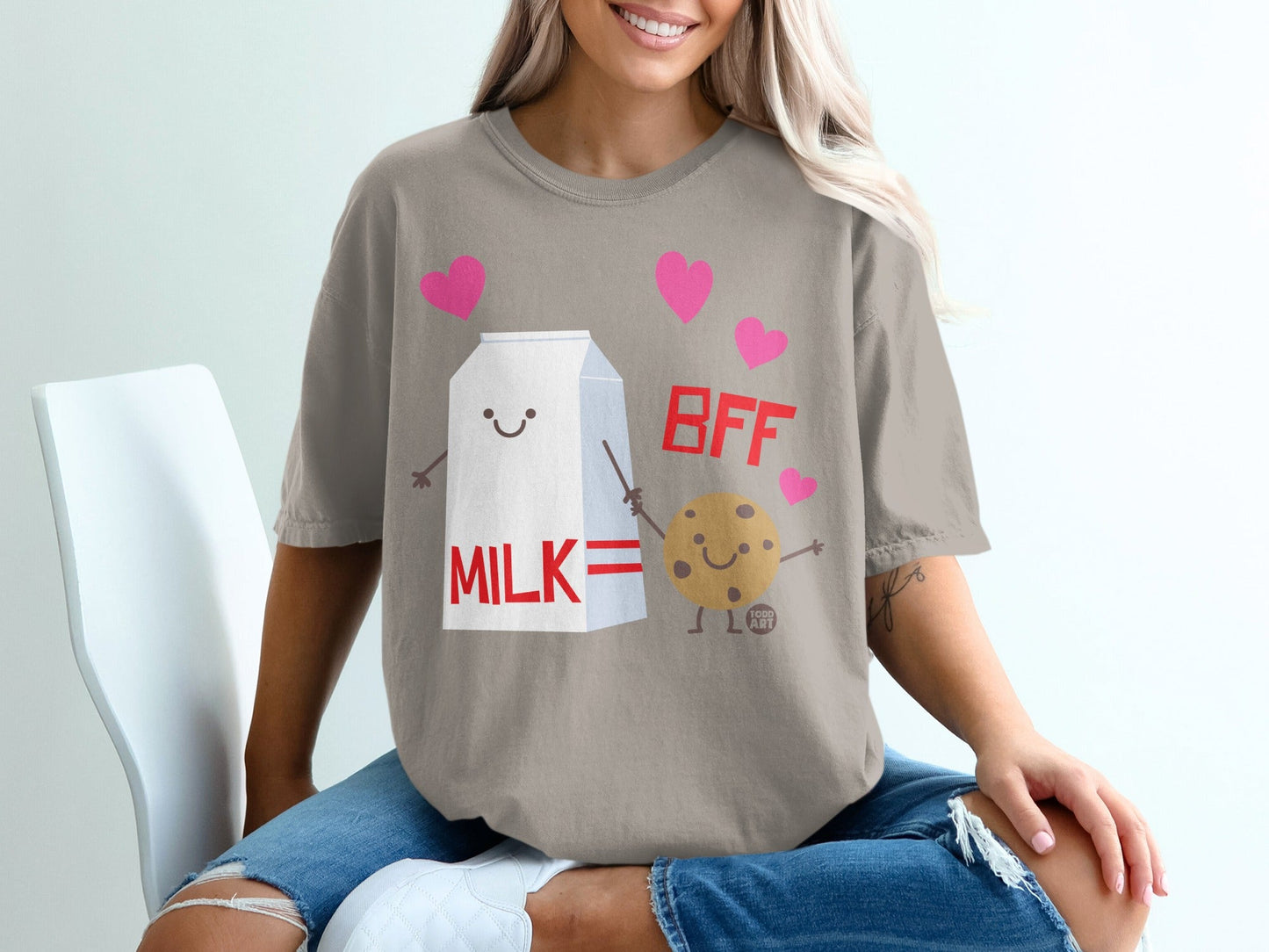 Cute Milk and Cookie BFF Graphic Tee for Friends