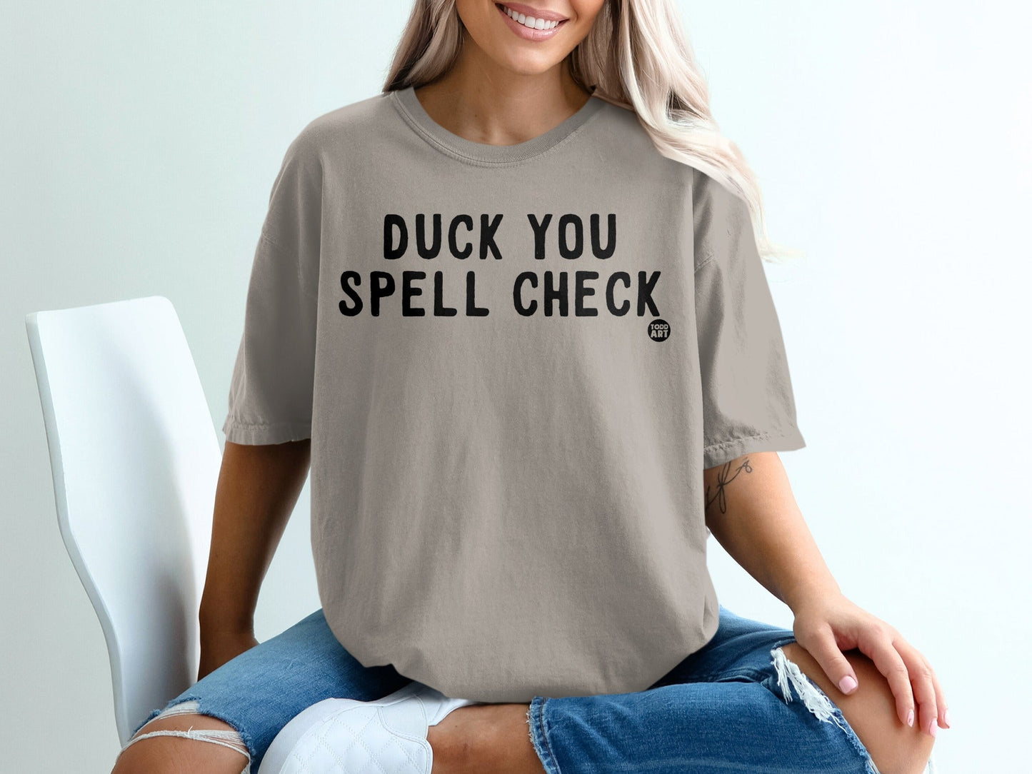 Duck You Spell Check Funny Typography T-Shirt
