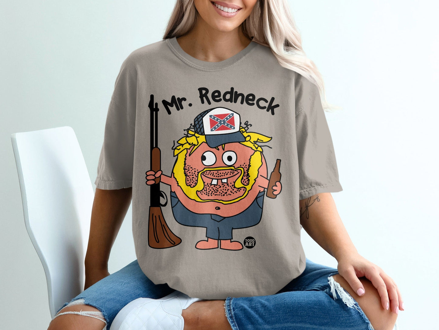Mr. Redneck Cartoon Character Graphic T-Shirt