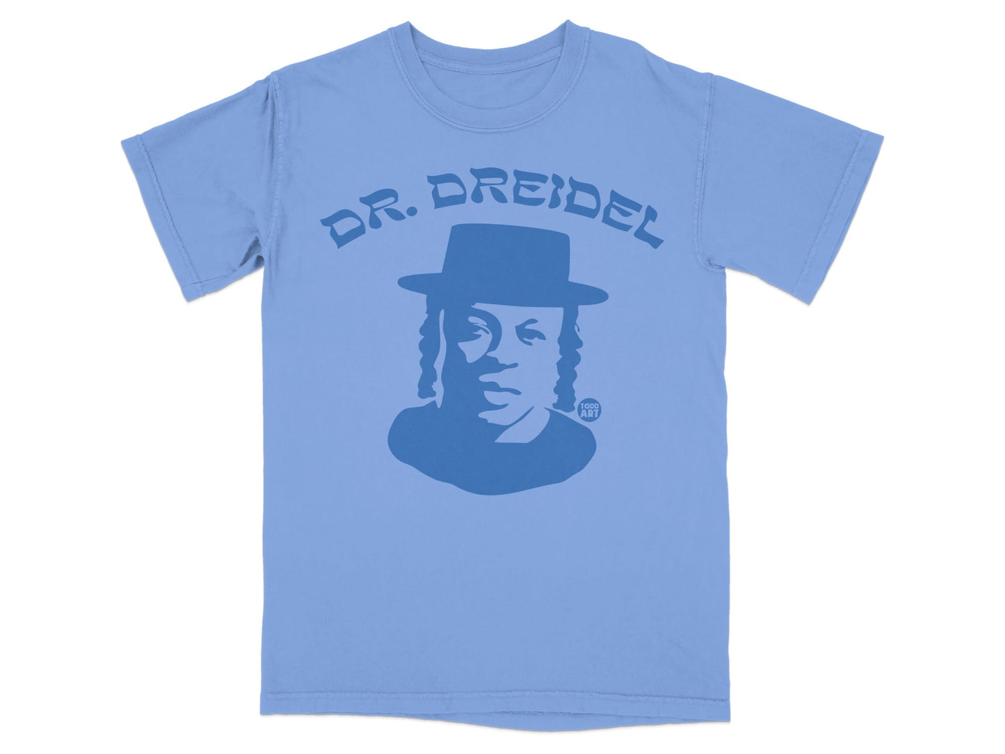 Blue t-shirt with Dr. Dre silhouette and "ART" logo.