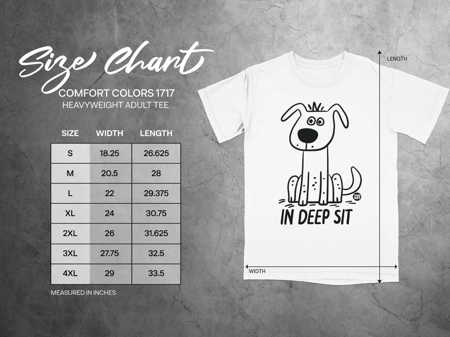 In Deep Sit Dog Graphic Heavyweight Adult Tee Shirt