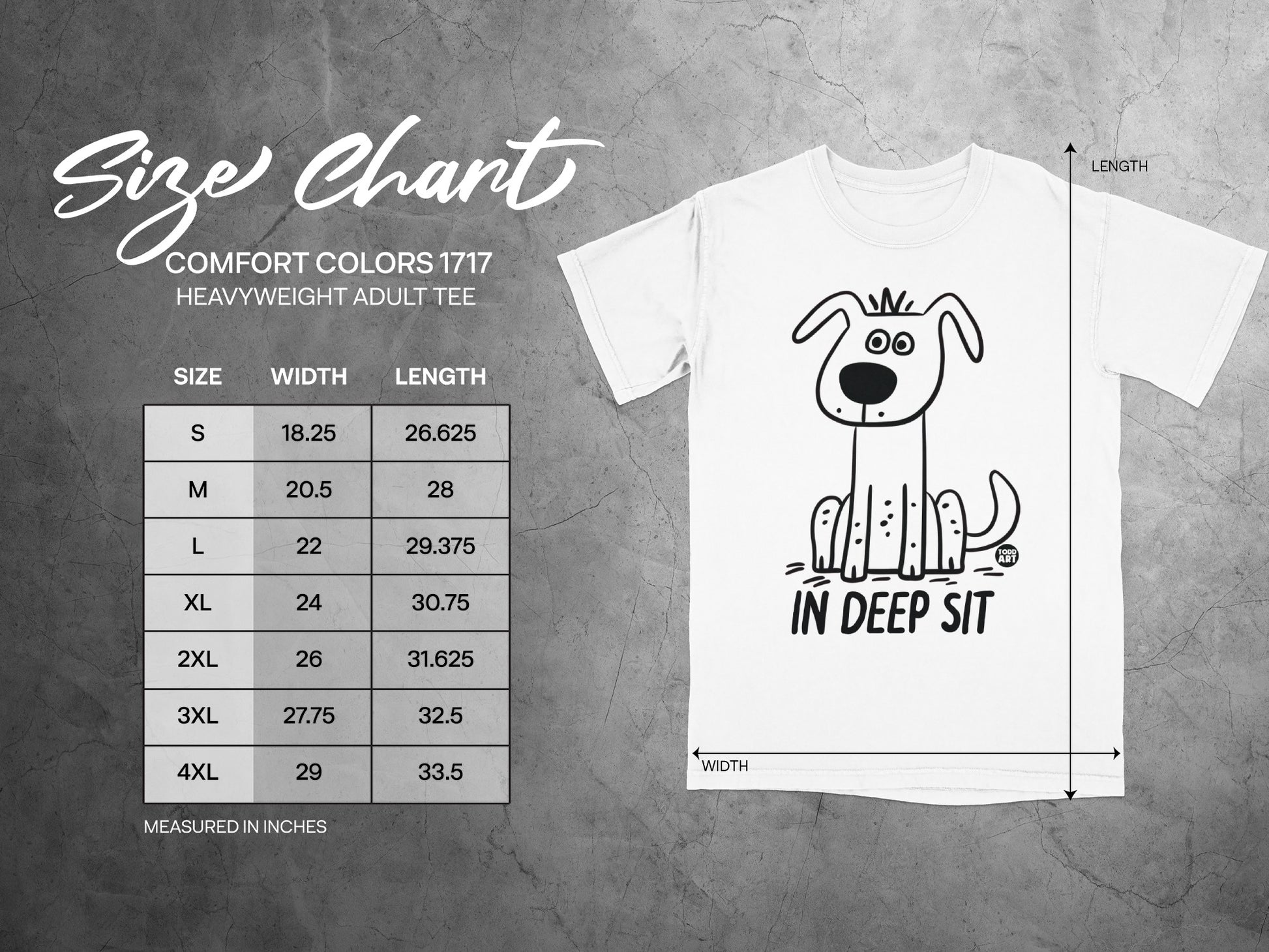 In Deep Sit Dog Graphic Heavyweight Adult Tee Shirt