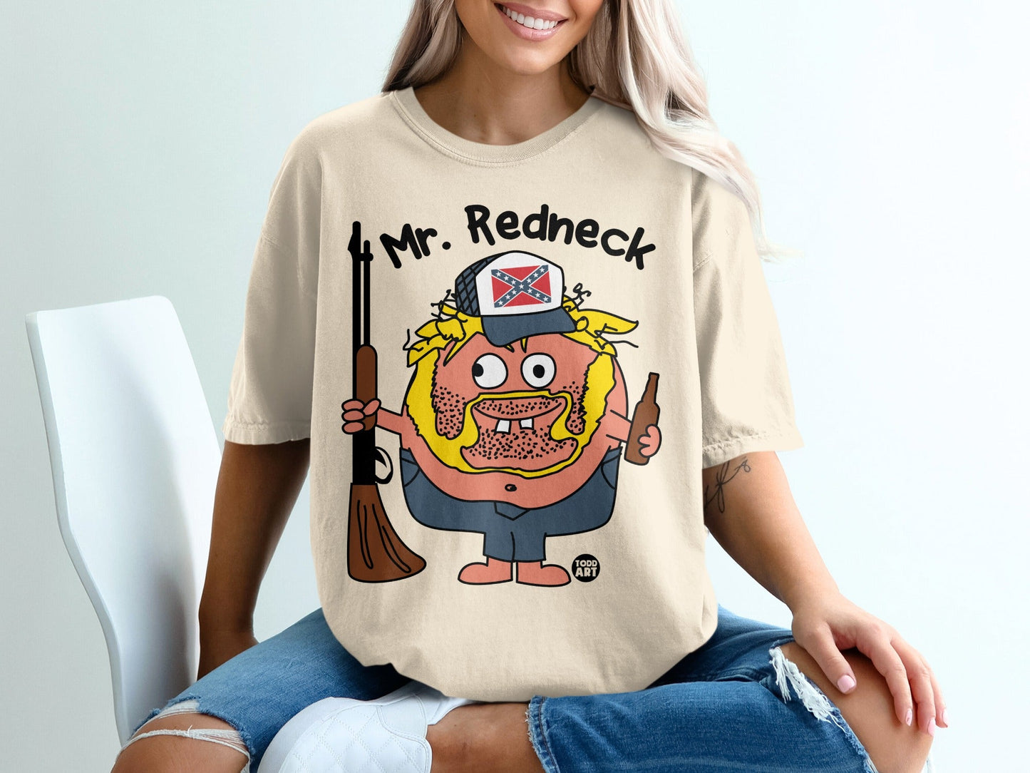 Mr. Redneck Cartoon Character Graphic T-Shirt