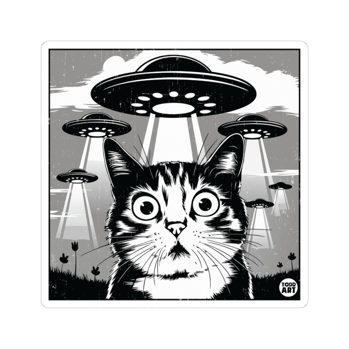 Cat AbductionTodd Art Sticker
