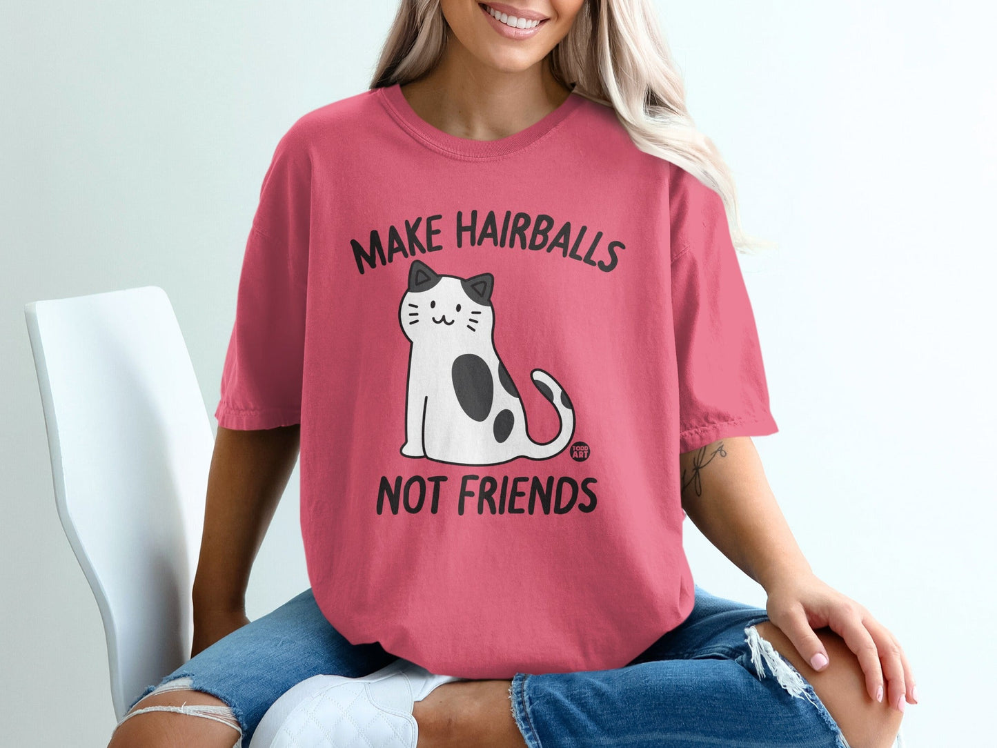 Make Hairballs Not Friends Cat Graphic T-Shirt