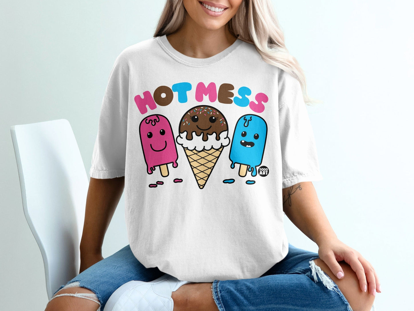 Hot Mess Ice Cream and Popsicles Graphic Shirt product