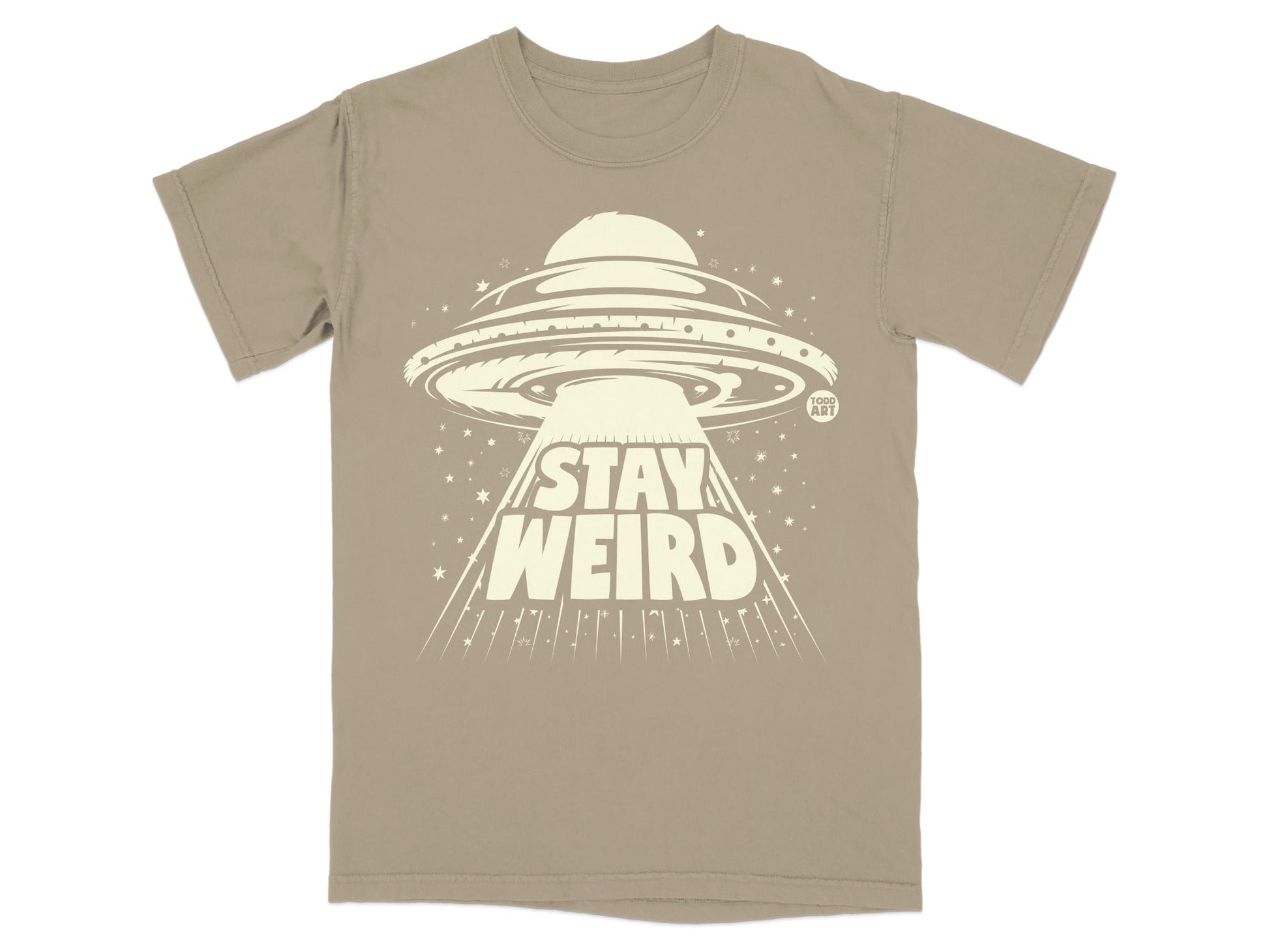 Stay Weird UFO Graphic Design Tee Shirt