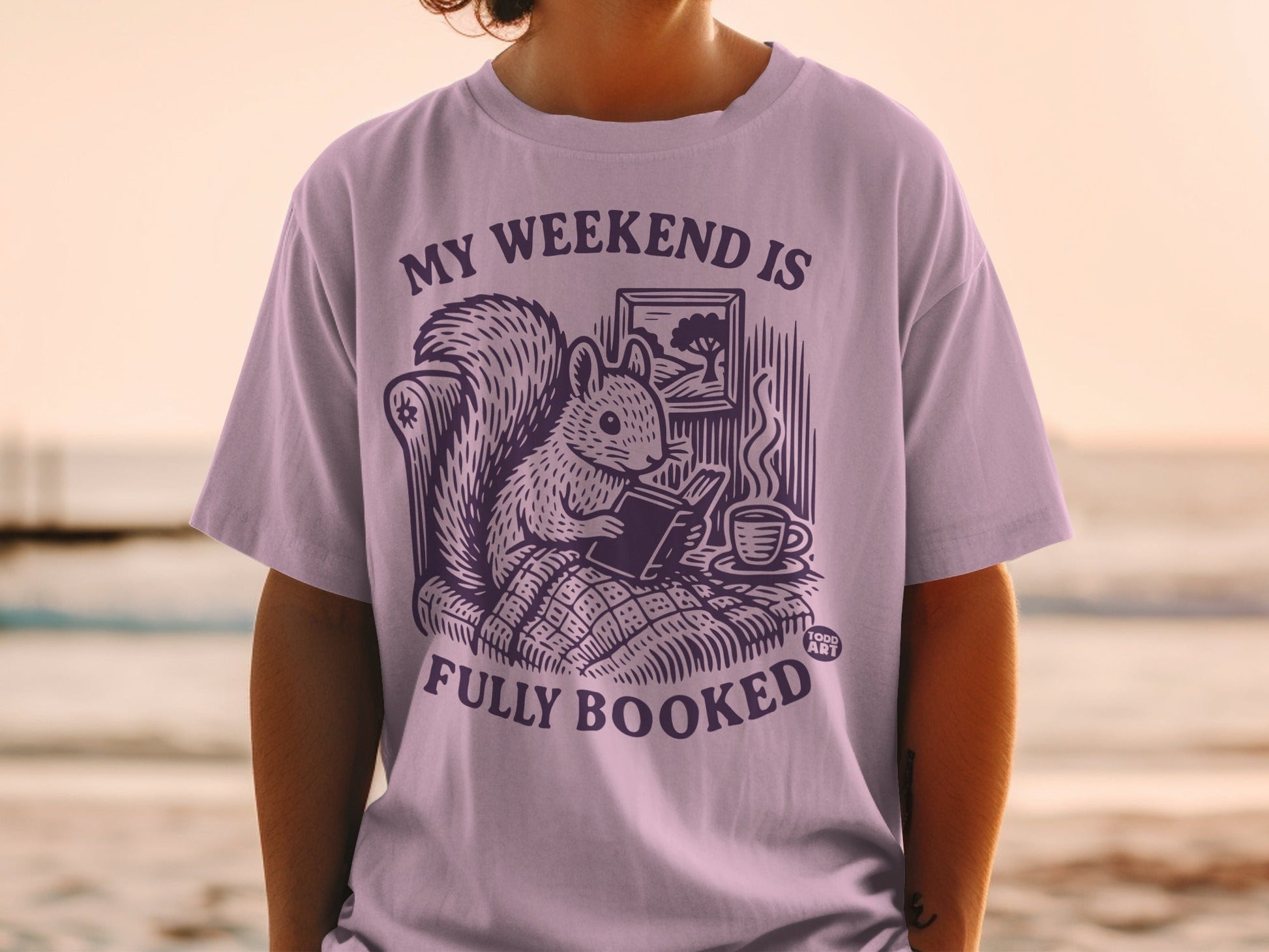 My Weekend Is Fully Booked Squirrel Reading T-Shirt