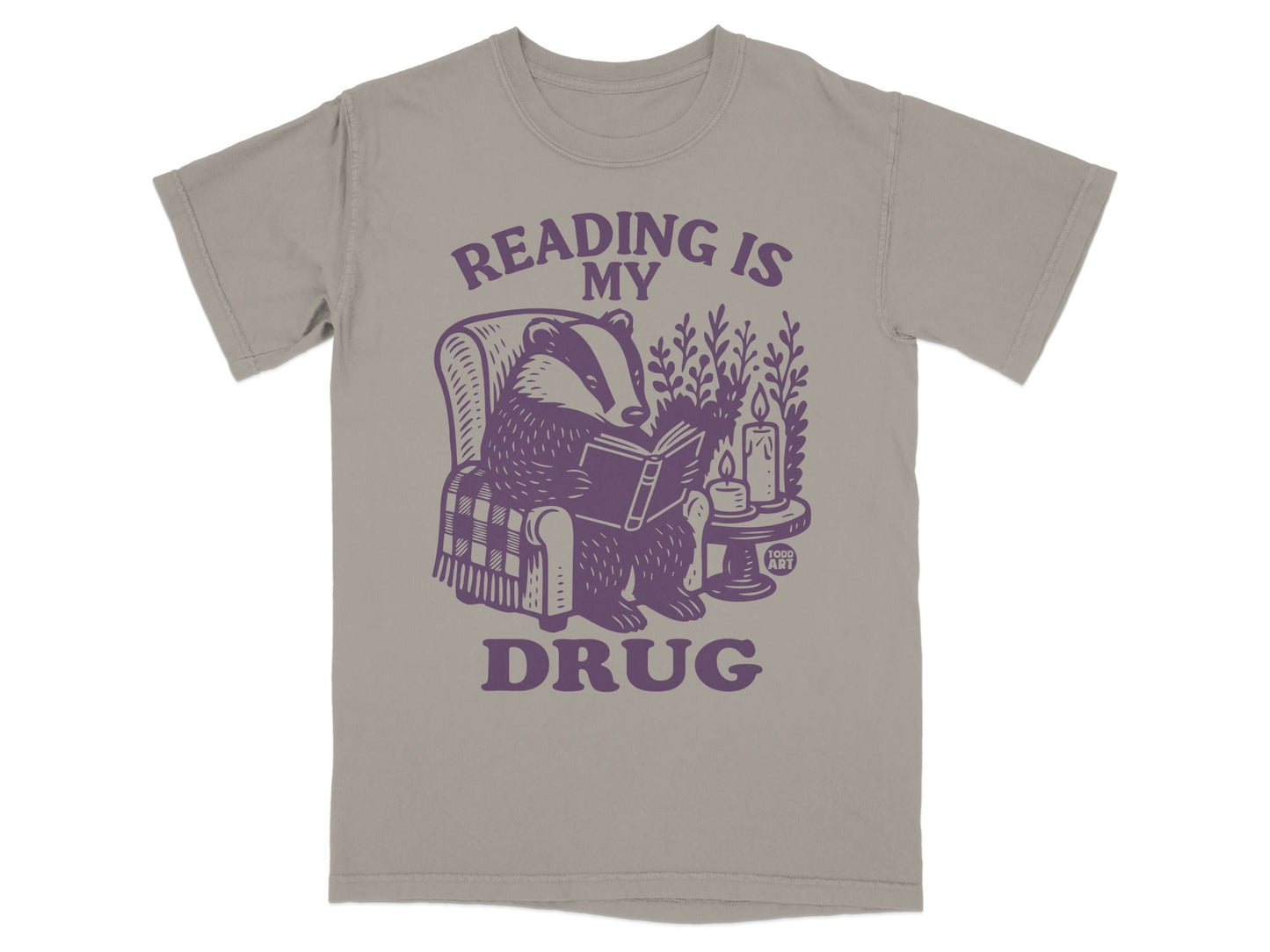 Reading Is My Drug Badger Illustration T-shirt