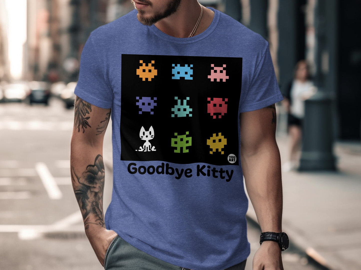 Funny Retro Gamer Goodbye Kitty T-shirt