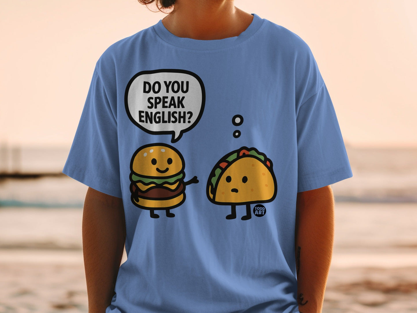 Do You Speak English Hamburger Taco Graphic T-Shirt