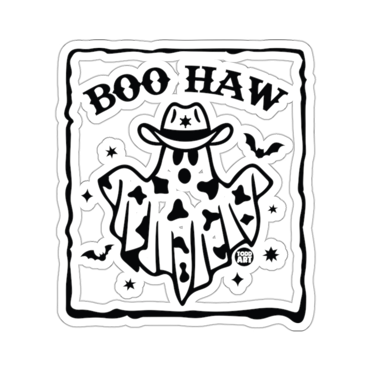 Boo Haw Cowboy Ghost Cow Print Bats Stars 