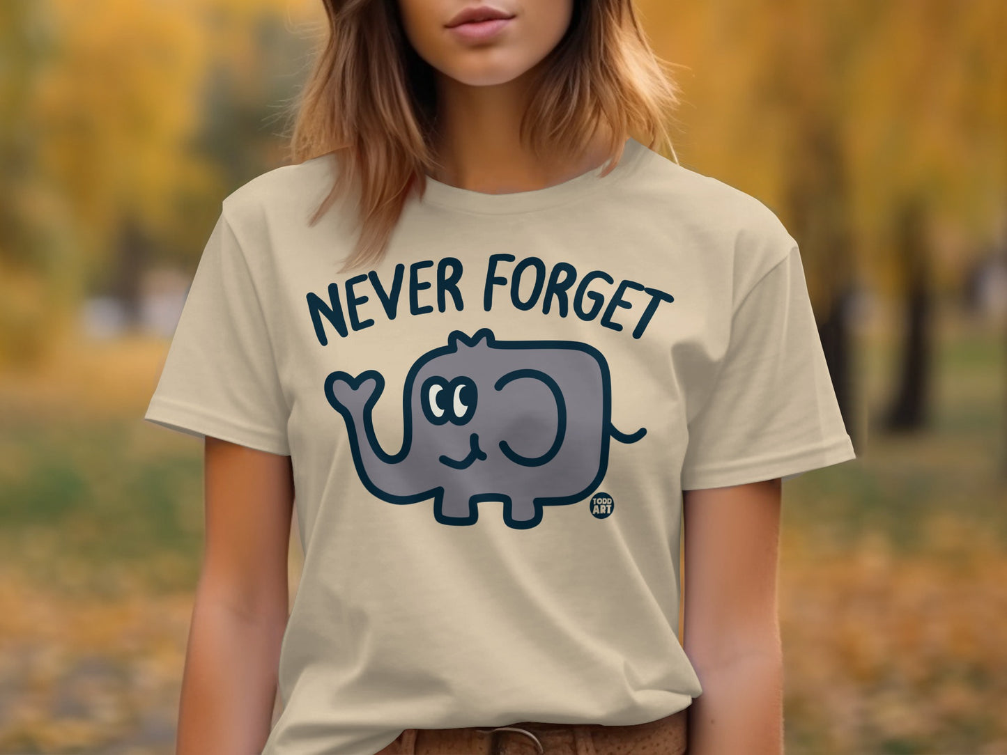 Never Forget Elephant Graphic Tee Shirt