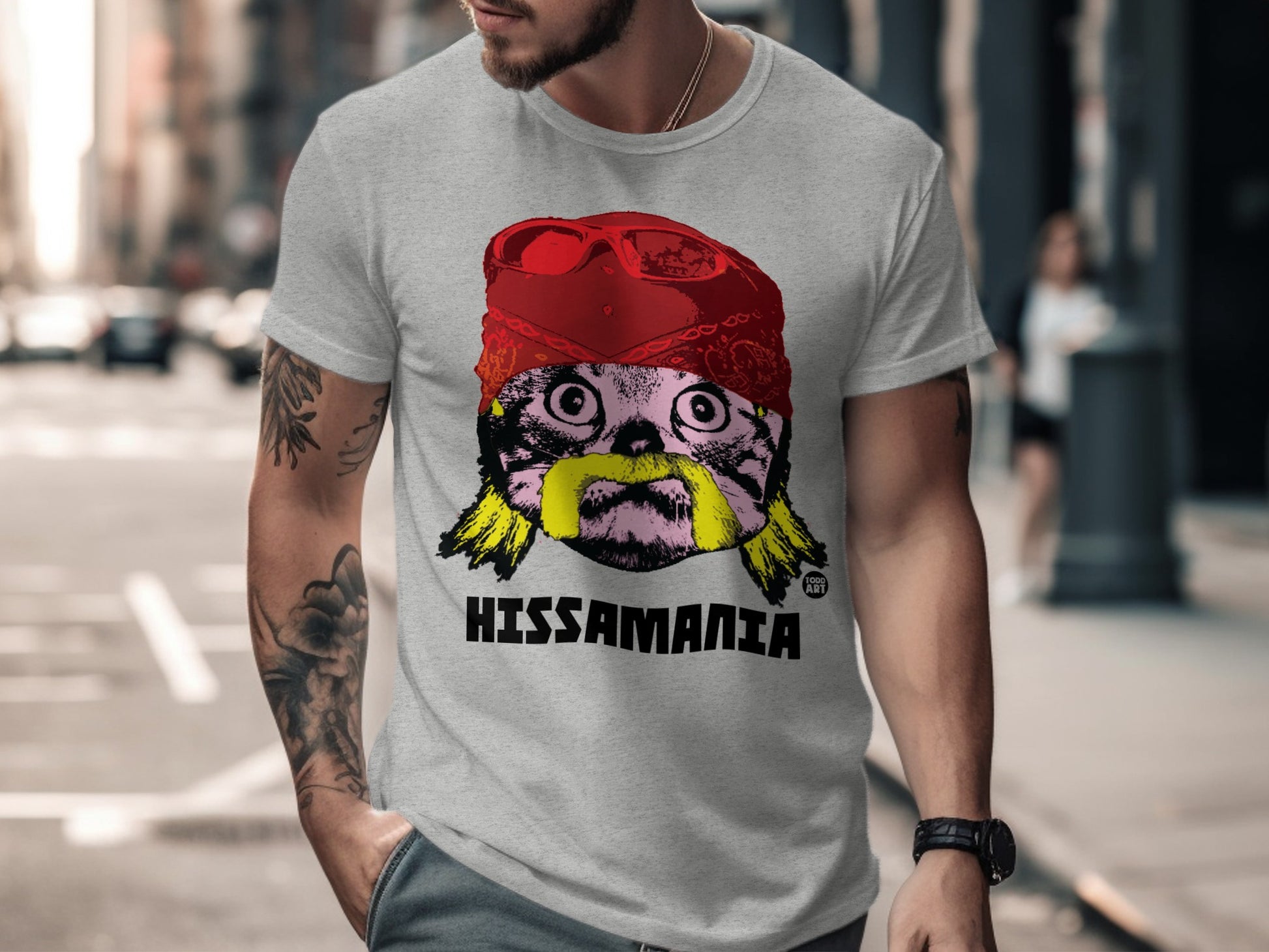 Hissamania Cat Parody Graphic Tee Shirt