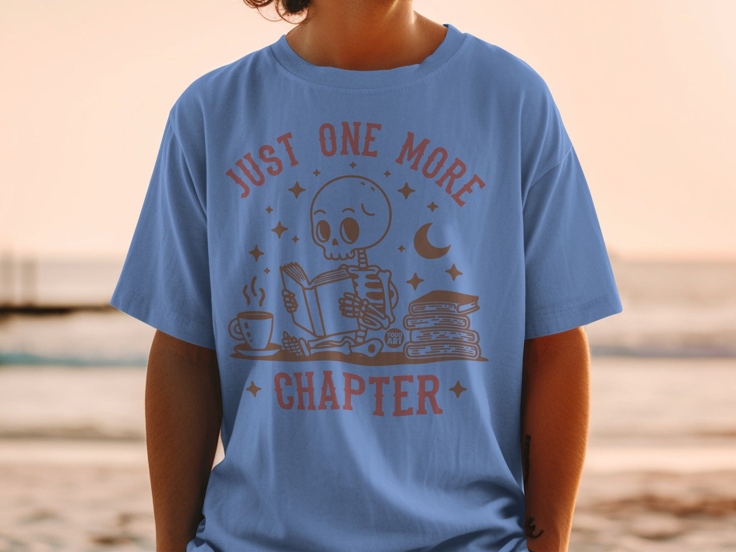 Just One More Chapter Skeleton Reading T-shirt