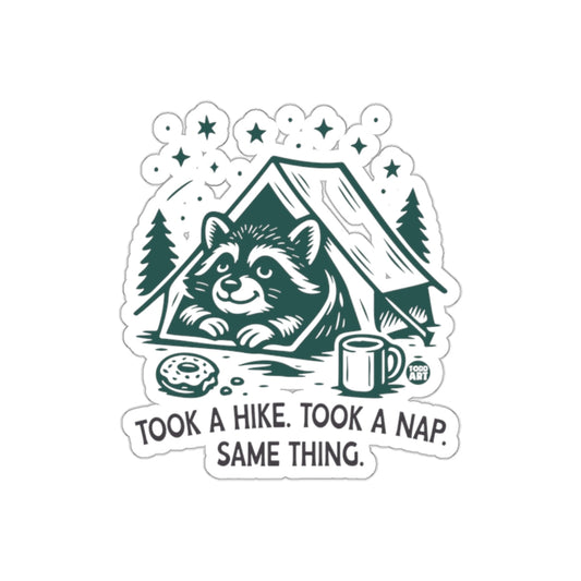 Raccoon Resting Inside Tent after Hike and Nap sticker