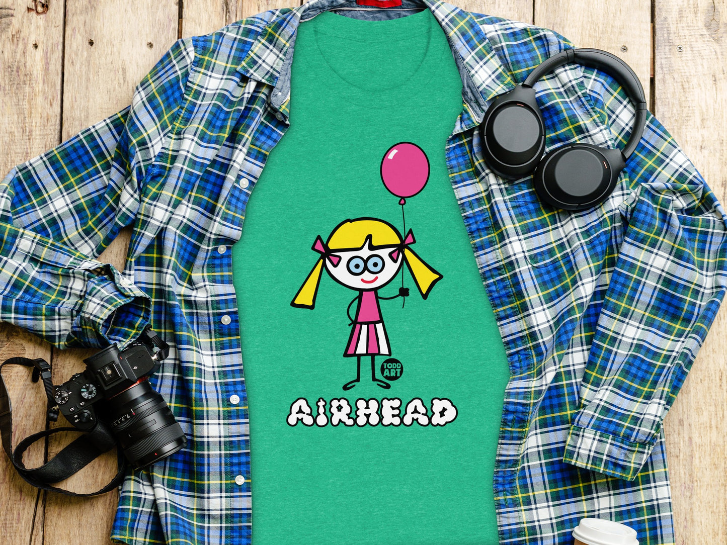 Cartoon Girl Holding Balloon Airhead Shirt
