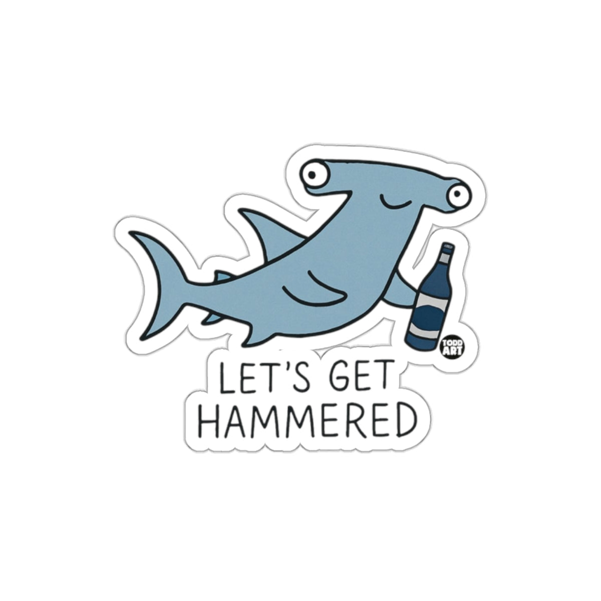 Funny Hammerhead Shark with a Bottle sticker