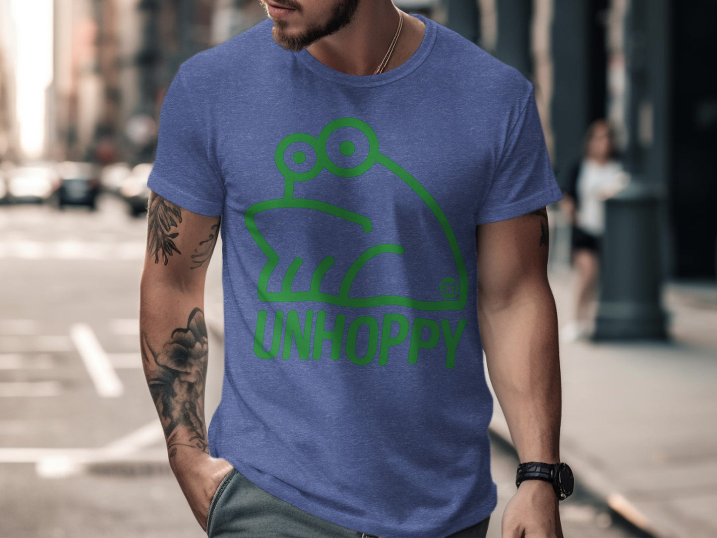 Bold Graphic Blue Shirt with Frog Design product