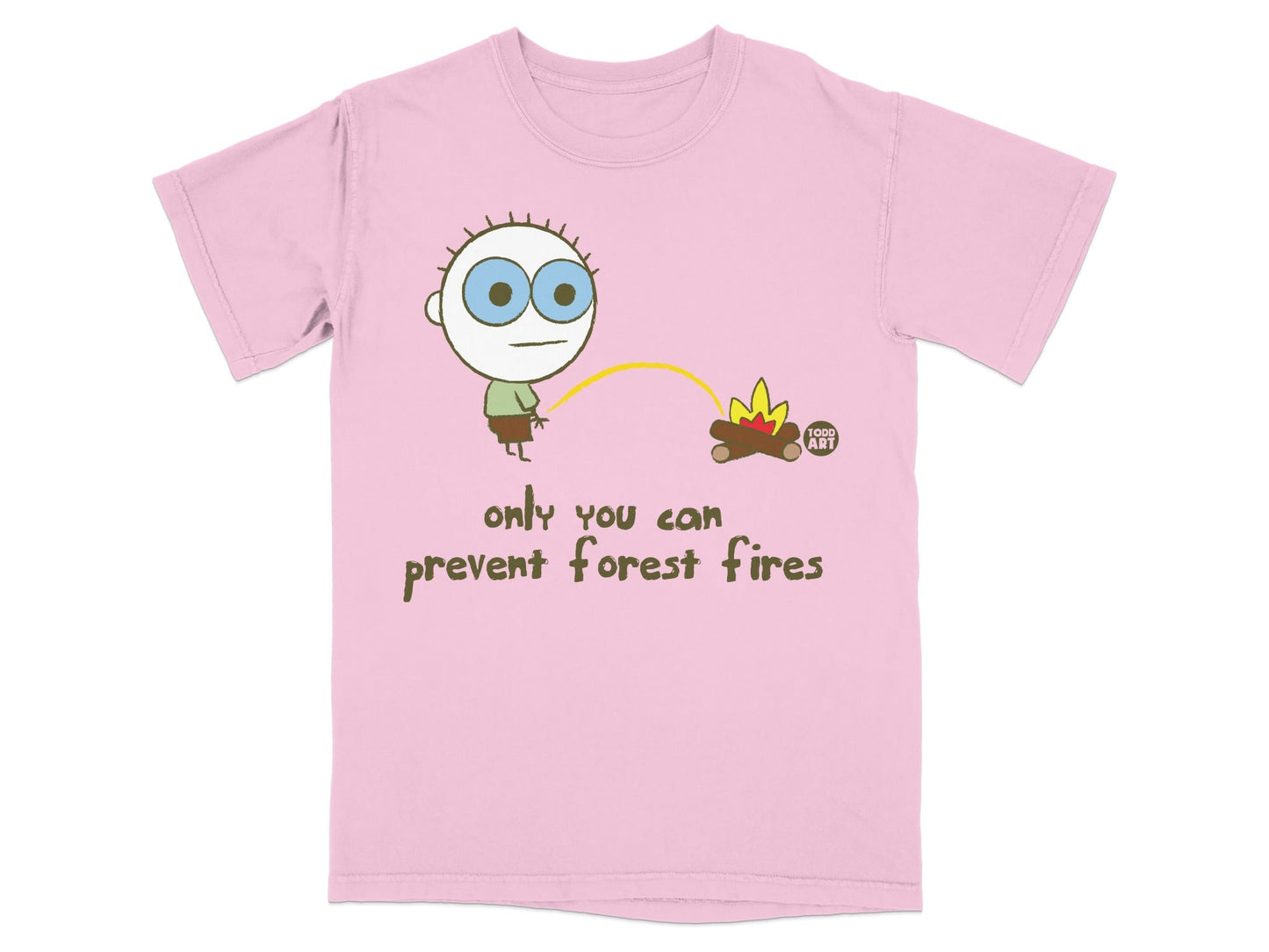 Cartoon Character Prevent Forest Fires Message T-shirt
