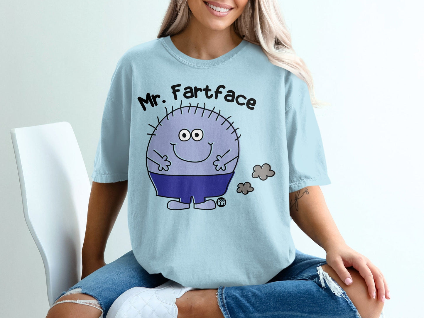 Mr. Fartface Funny Cartoon Graphic T-Shirt
