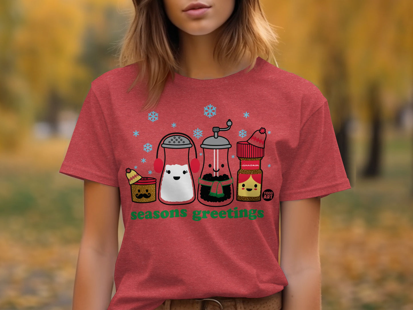 Festive Seasons Greetings Cartoon Characters T-shirt