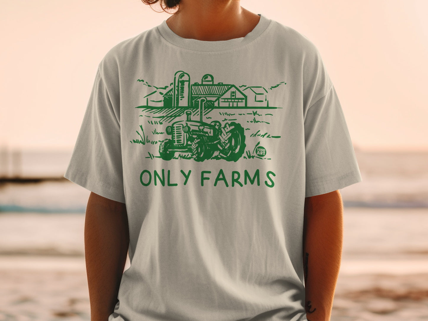 ONLY FARMS Farm Tractor Barn Silo Outline Graphic product type