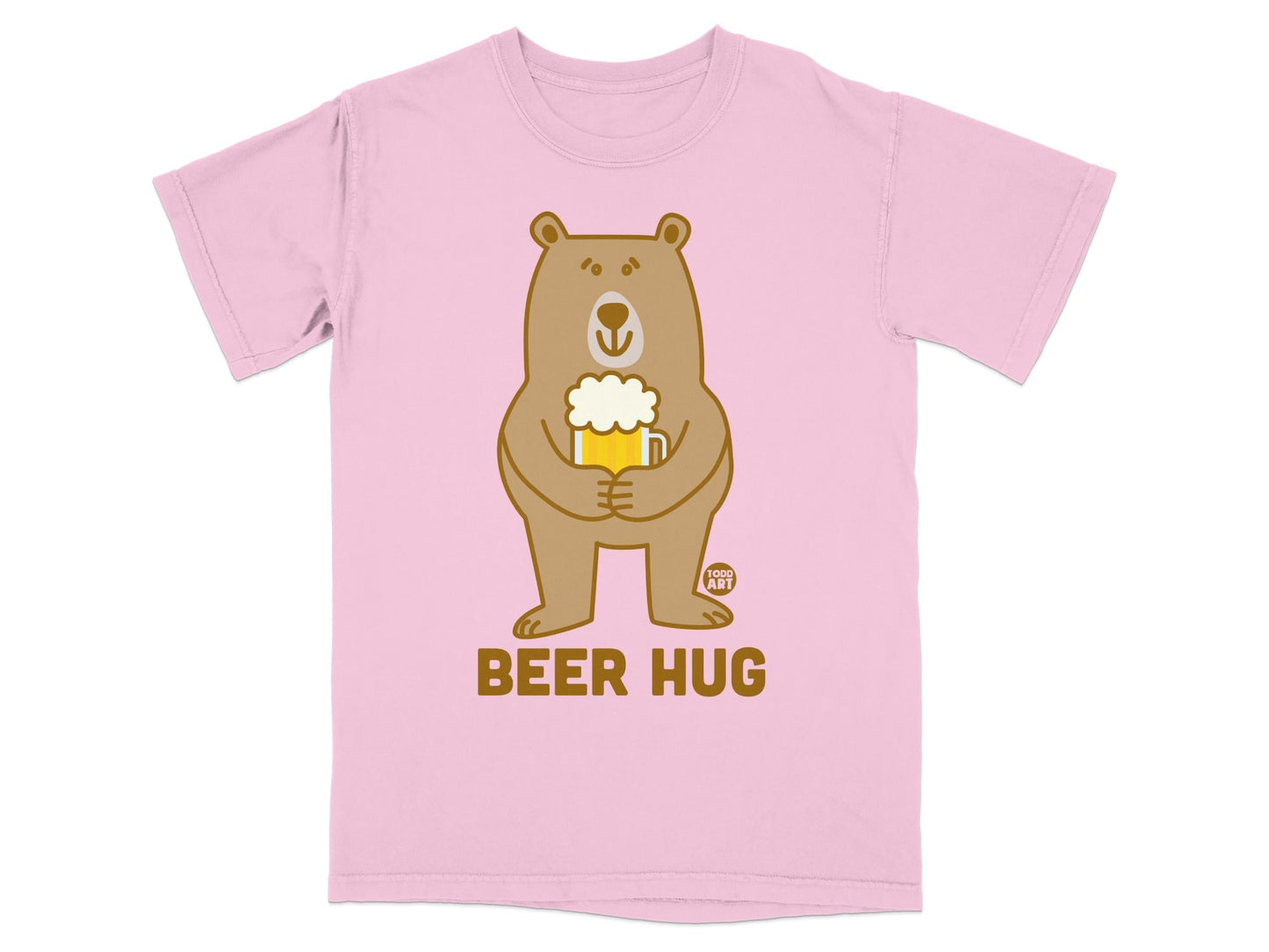 Beer Hug Cute Bear Holding Beer Design T-shirt