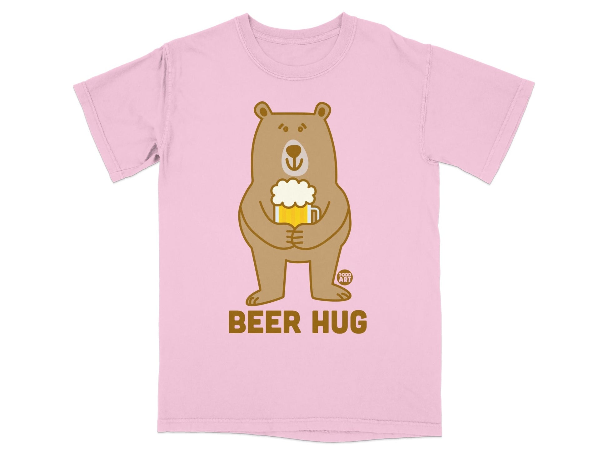 Beer Hug Cute Bear Holding Beer Design T-shirt