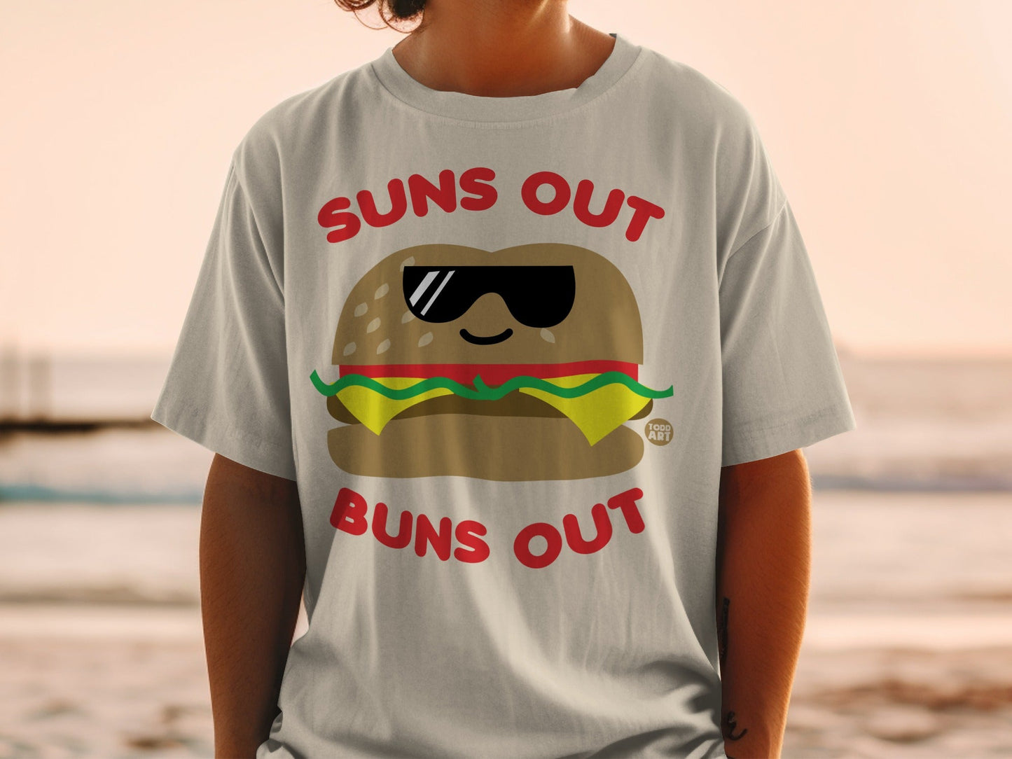 Suns Out Buns Out Funny Hamburger Graphic T-shirt