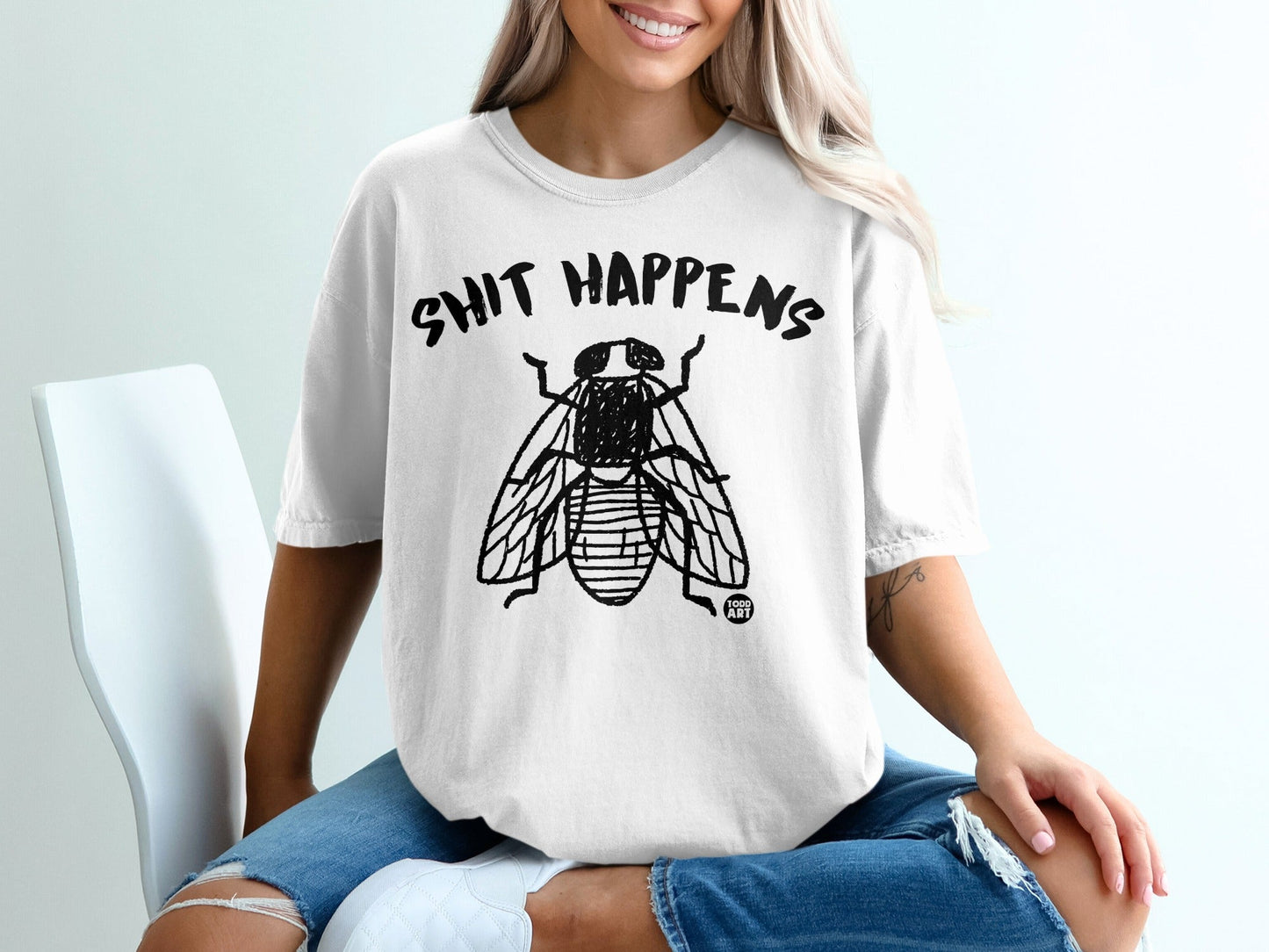 Funny Graphic Tee with Fly Design and Slogan T-Shirt