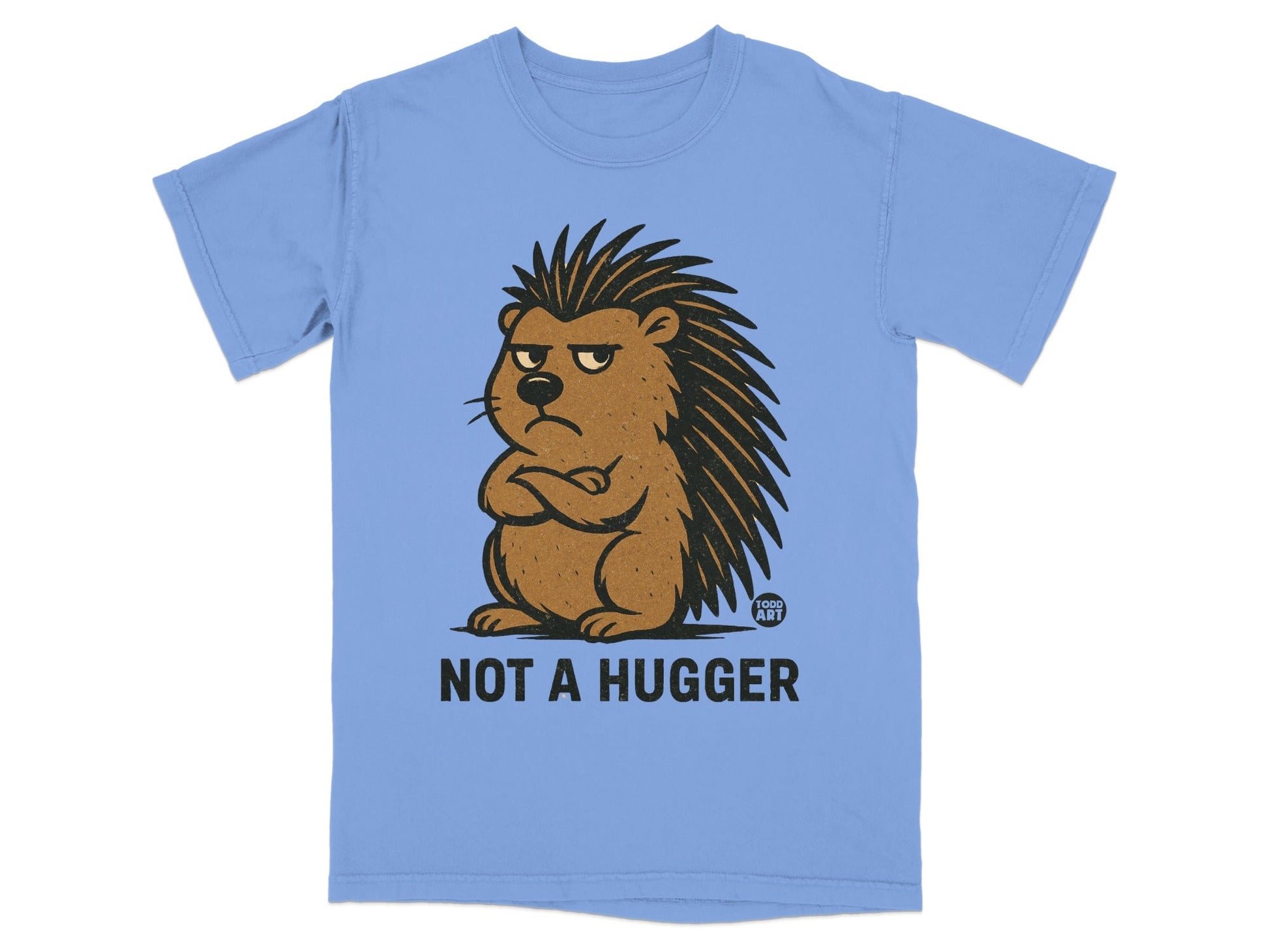 Not A Hugger Porcupine Blue Graphic T-Shirt