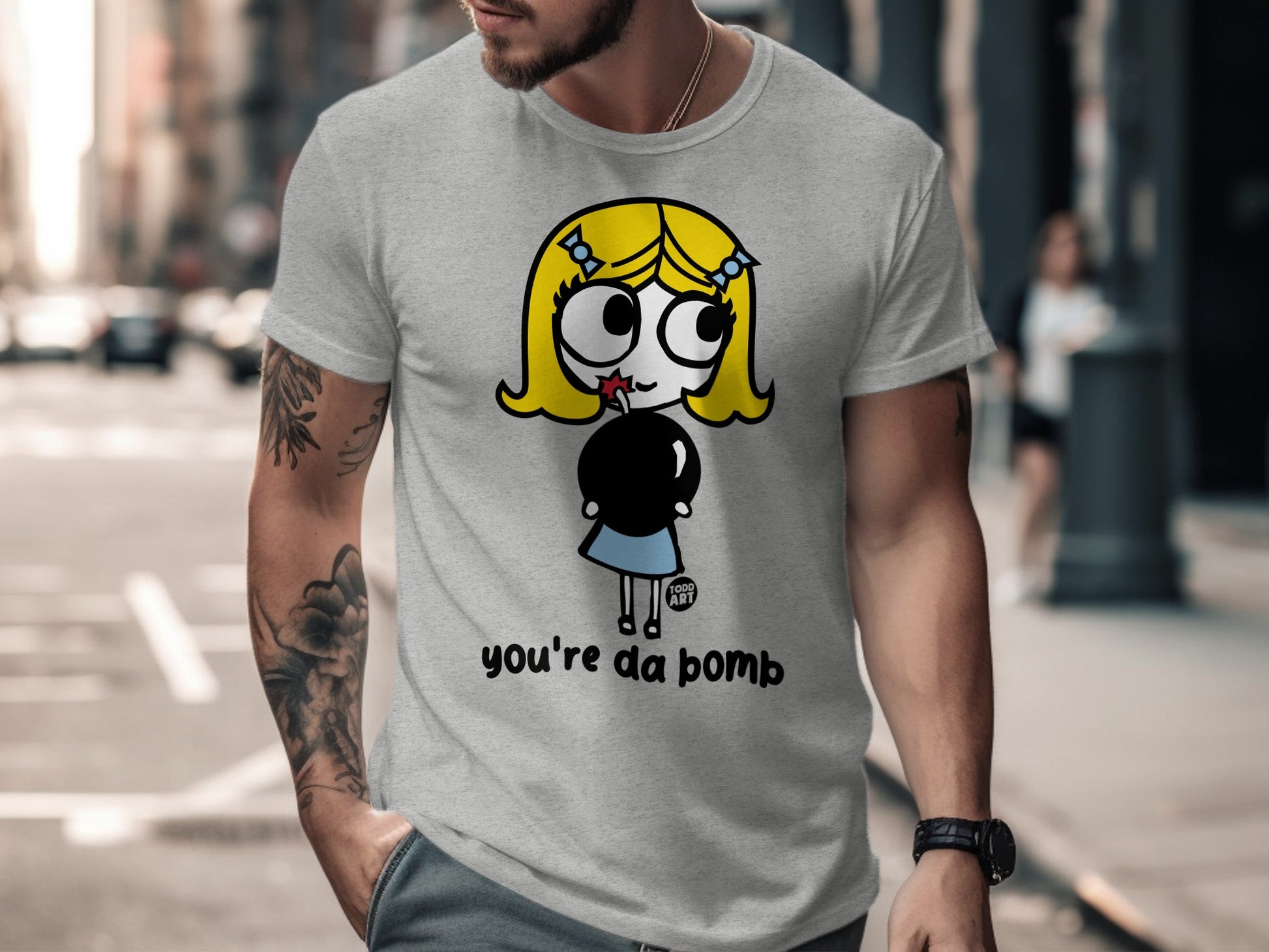 You're Da Bomb Grey Graphic T-Shirt Product