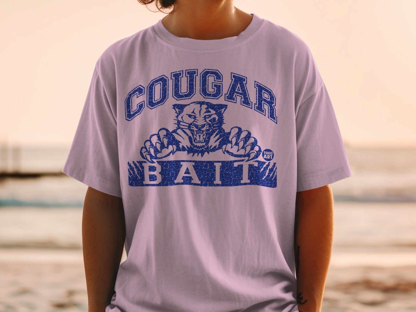 Cougar Bait Graphic Tee Shirt with Blue Print Design