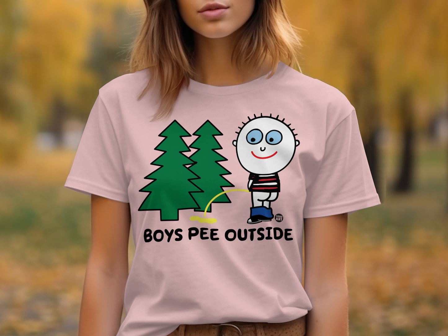 Cartoon Character Boys Pee Outside Graphic Tee