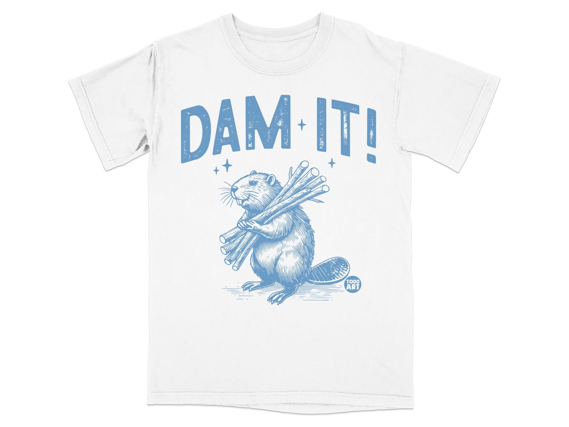 Dam It Beaver Illustration Funny Tee Shirt