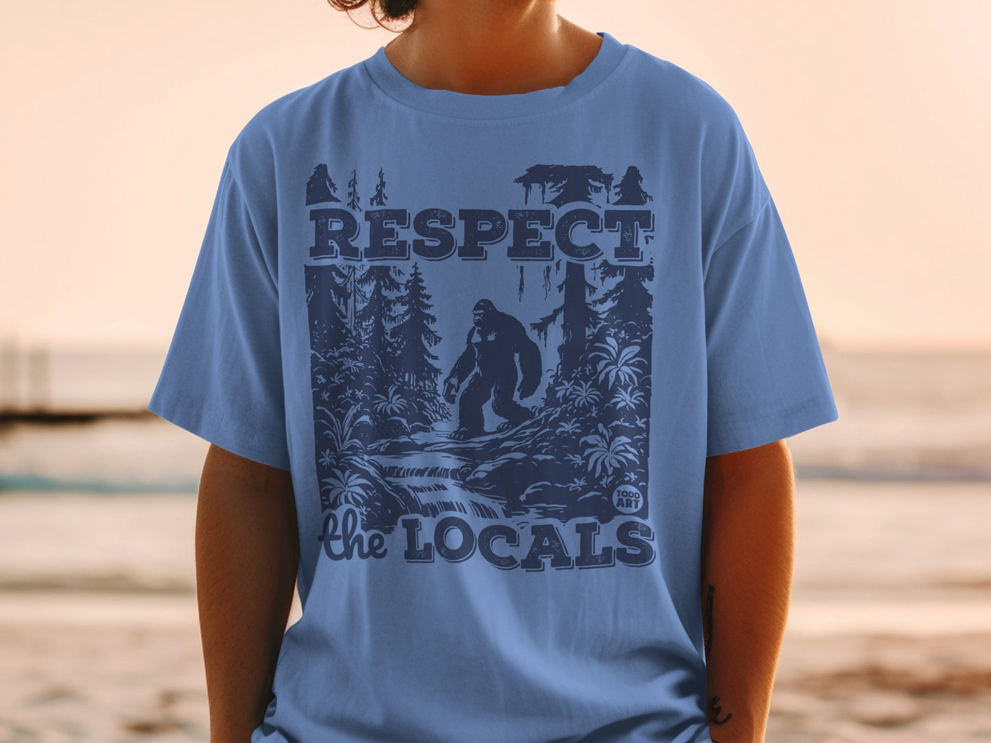 Respect The Locals Graphic Bigfoot Hiking T-Shirt