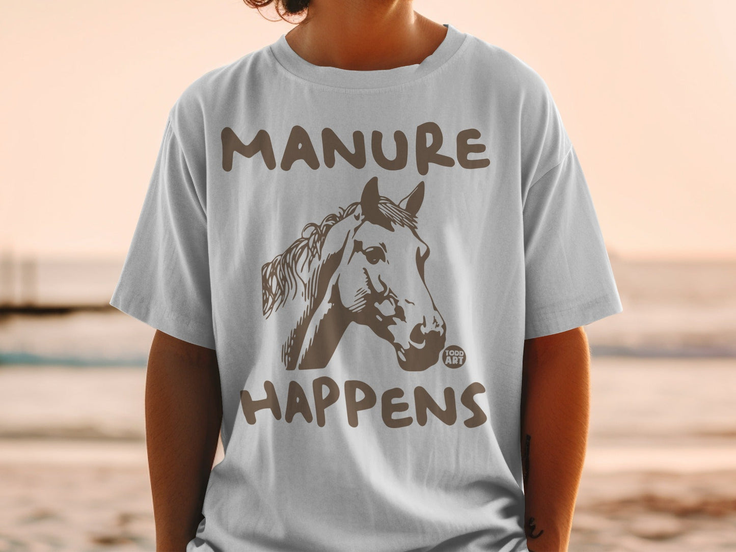 Manure Happens Horse Graphic T-Shirt Fun Unique Design