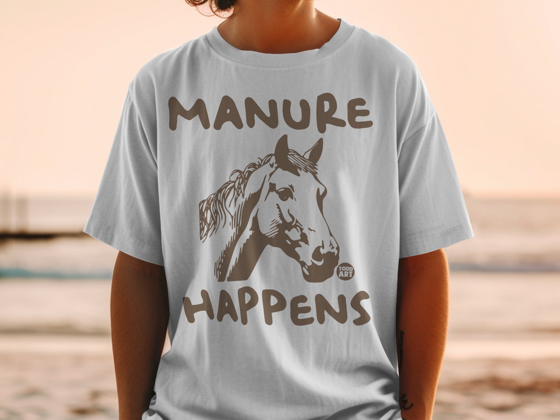 Manure Happens Horse Graphic T-Shirt Fun Unique Design