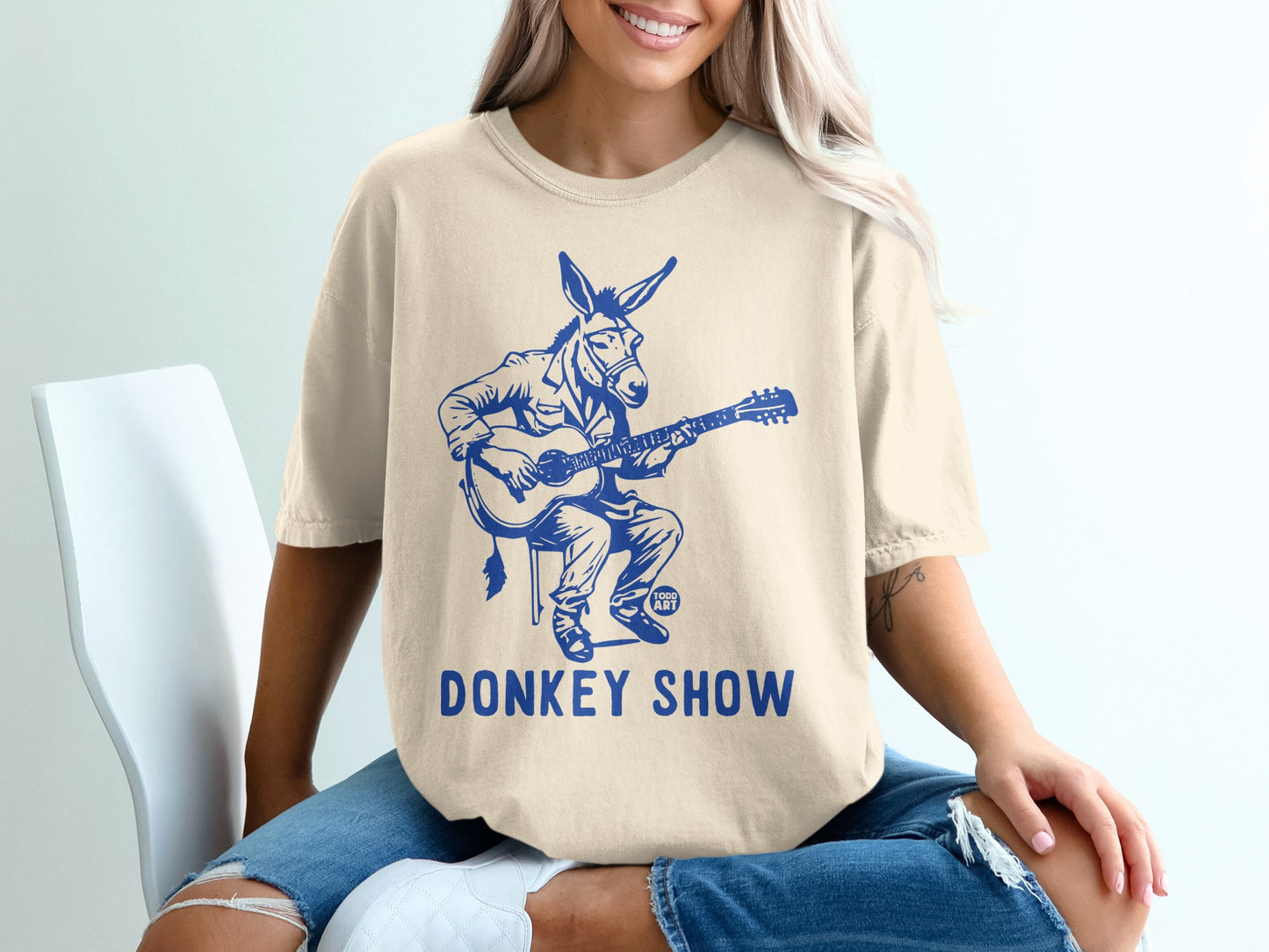 Donkey Show Graphic T-Shirt Musician Playing Guitar