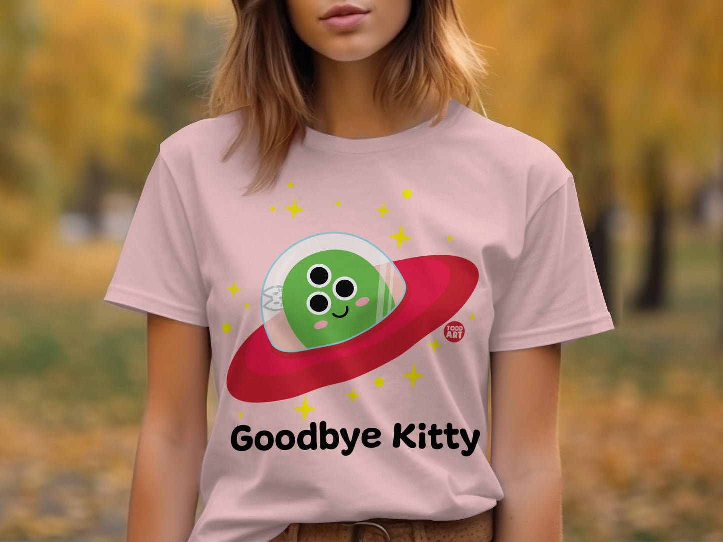 Goodbye Kitty Cute Alien Graphic T-shirt