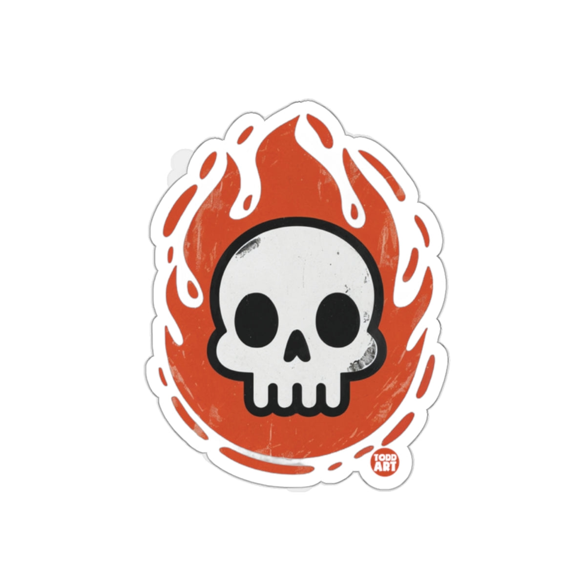 Fiery Skull Graphic with Todd Art Brand Logo sticker