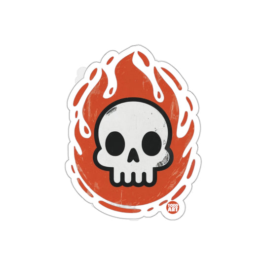 Fiery Skull Graphic with Todd Art Brand Logo sticker