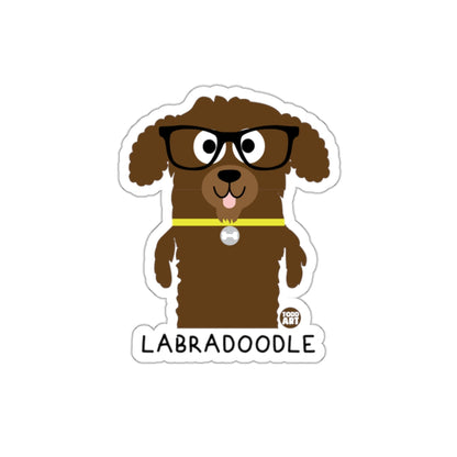 Cute Labradoodle With Glasses Cartoon Design Sticker
