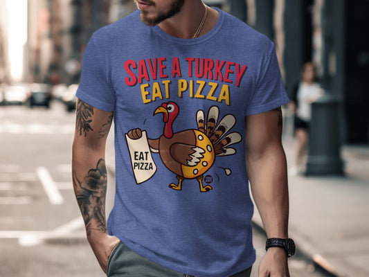Save a Turkey Eat Pizza Funny Graphic T-shirt