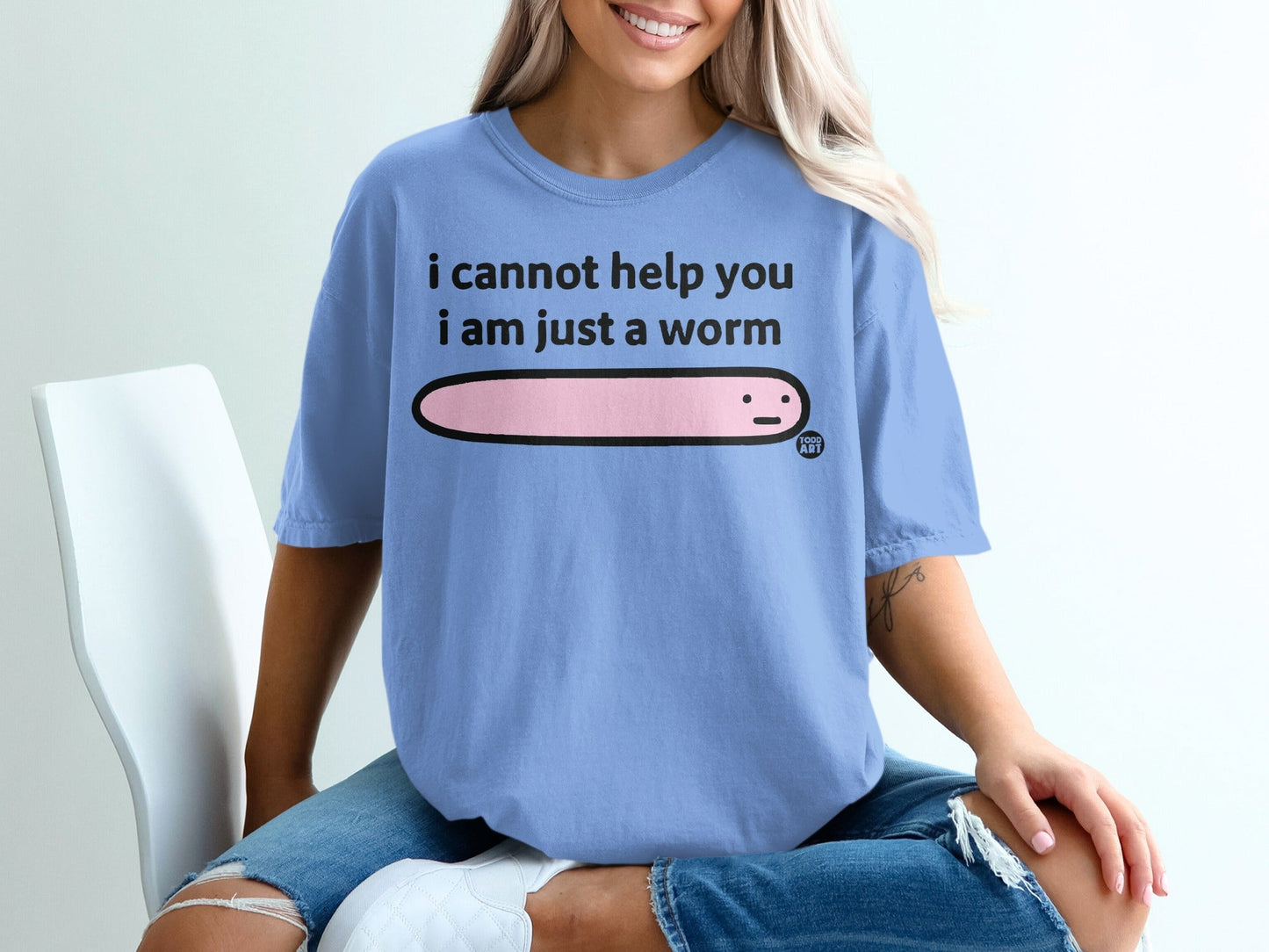 Funny Unisex Tee with Worm Graphic and Humorous Text