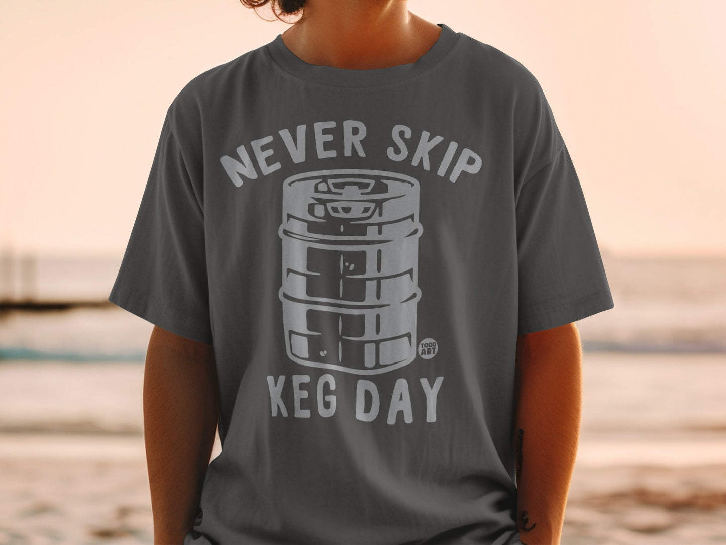 Never Skip Keg Day Graphic Short Sleeve T-shirt