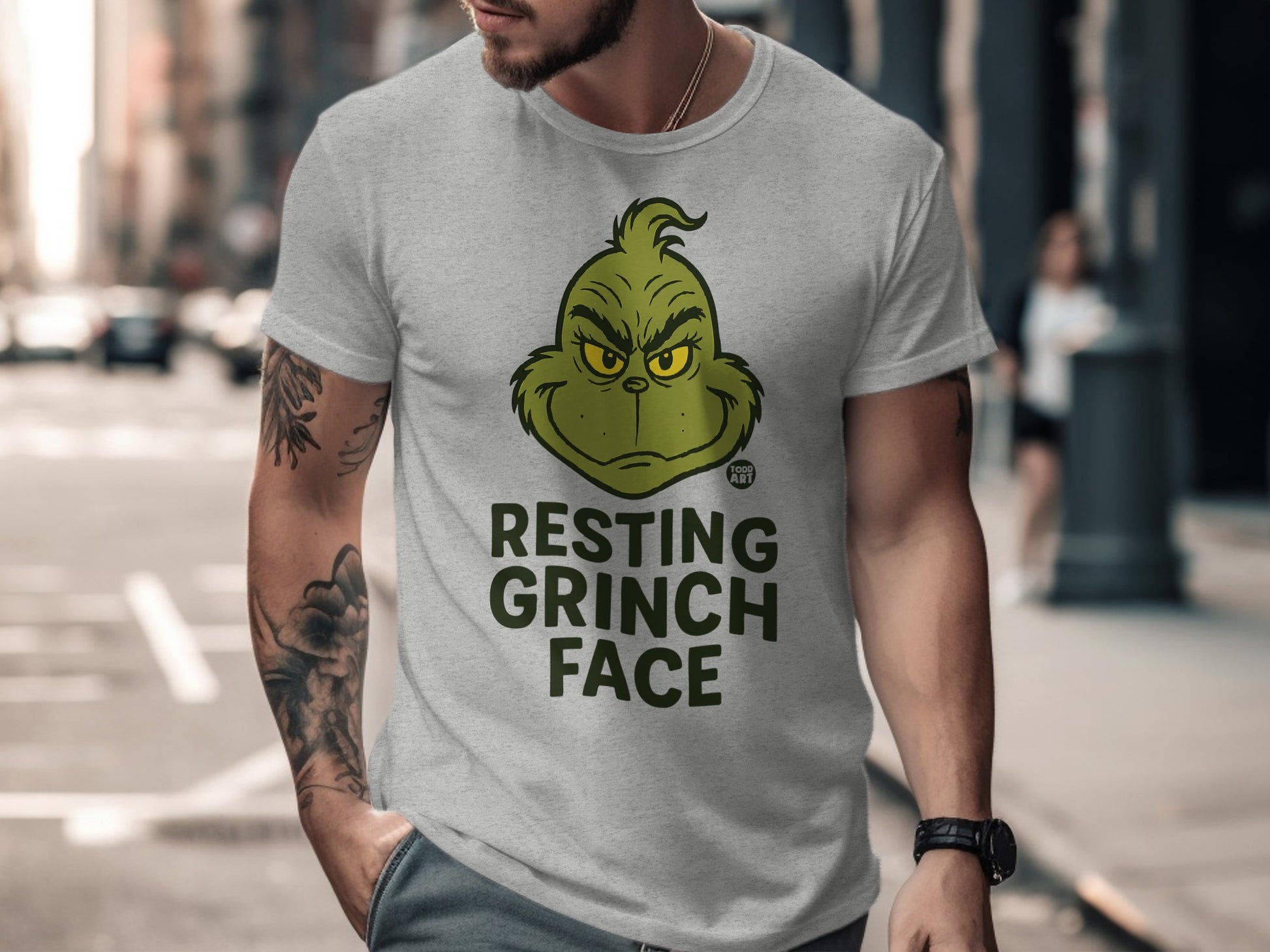 Resting Grinch Face T-shirt Funny Graphic Tee Product