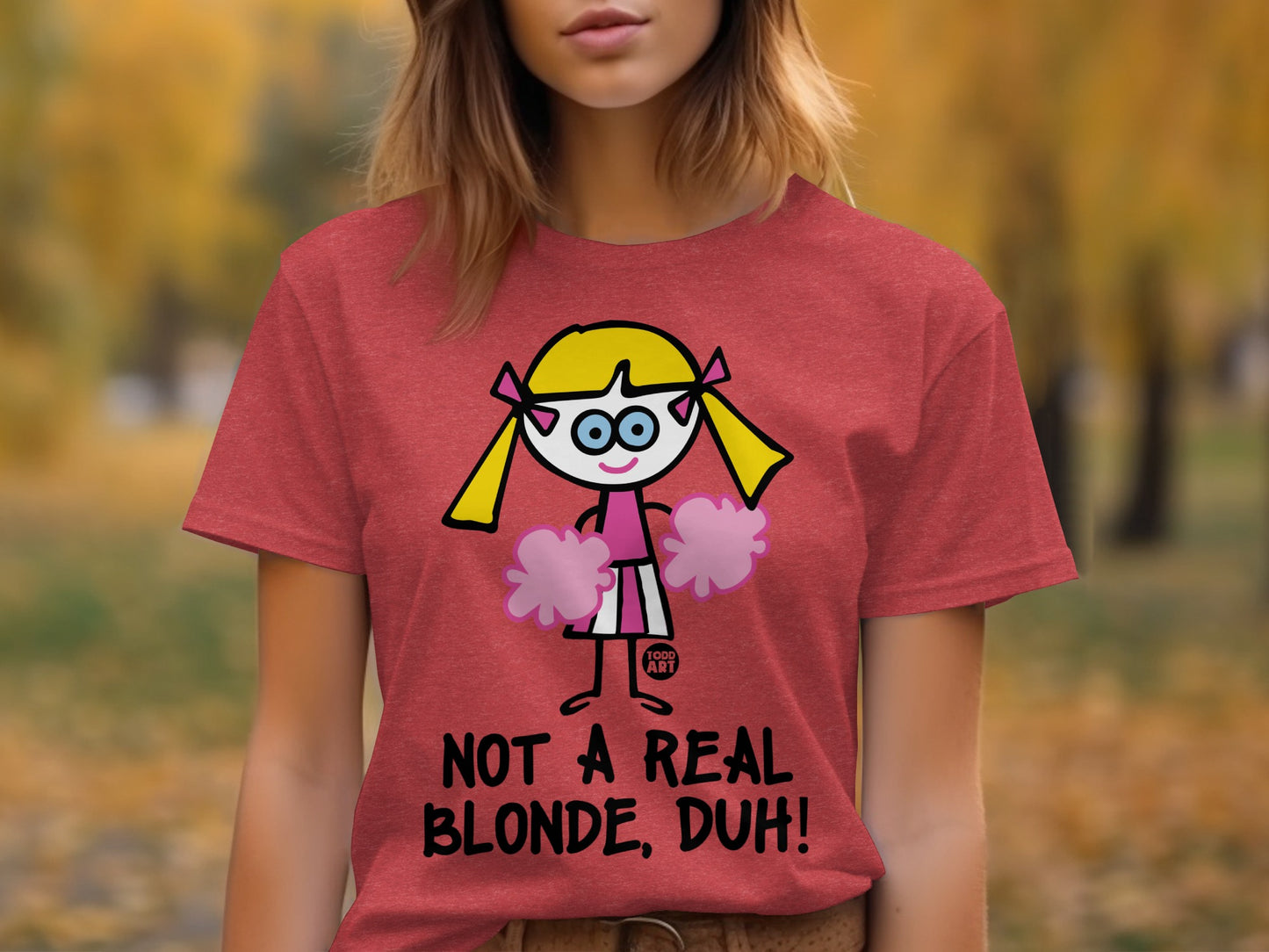 Funny Blonde Cheerleader Graphic Tee Shirt